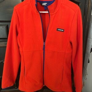 Lands' End Red Grid Fleece Jacket
